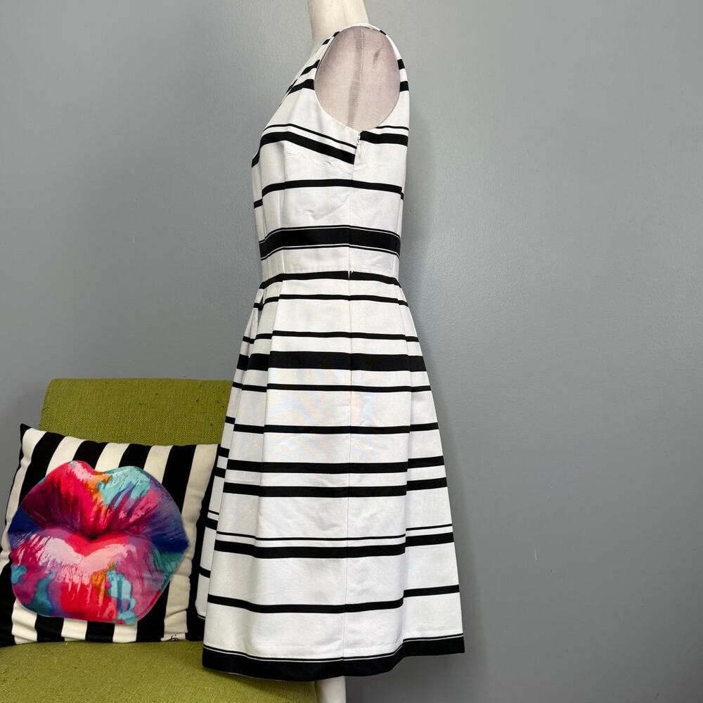 White House Black Market Striped Sleeveless Fit and Flare Dress 8 - Picture 3 of 6